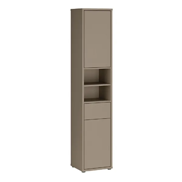 Alice Springs Tall Narrow Bathroom Storage Cabinet with 2 Doors PushtoOpen & 1 Drawer PushtoOpen in Taupe