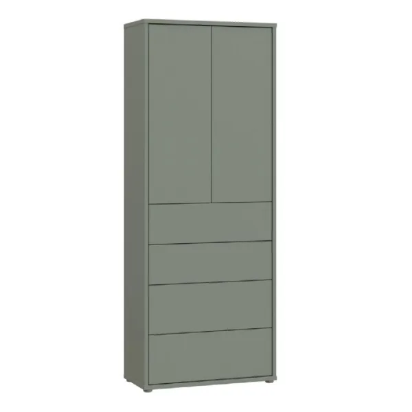 Alice Springs Tall Storage Cabinet with PushtoOpen Doors & 4 Drawers in Sage Green