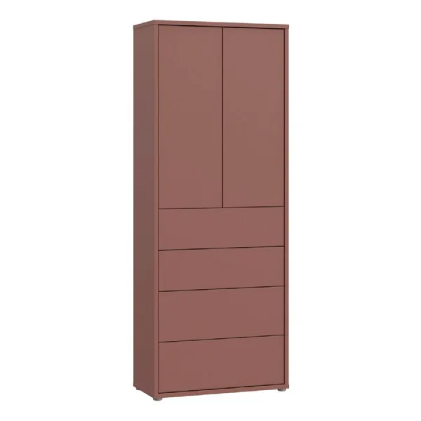 Alice Springs Tall Storage Cabinet with PushtoOpen Doors & 4 Drawers in Terracotta