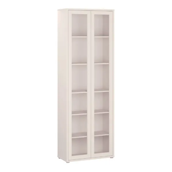 Alice Springs Tall Display Cabinet with 2 Glass Doors PushtoOpen & 5 Shelves in Sand