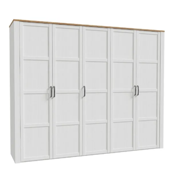 Bohol 5 Door Wardrobe in White Riviera Oak