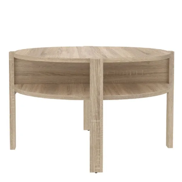 Tobago Round Coffee Table with Open Shelf in Sonoma Oak