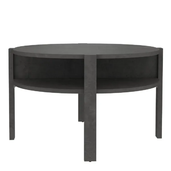 Tobago Round Coffee Table with Open Shelf in Optic Dark Grey