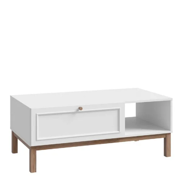 Wensley 1 Drawer Coffee Table in Light Grey and Oak