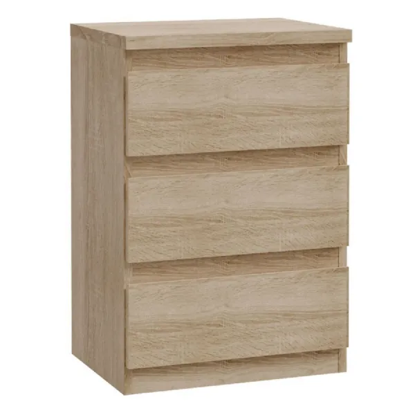 Edmore 3 Drawer Bedside Chest in Sonoma Oak
