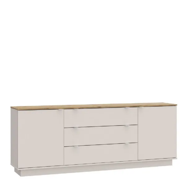 Ganymede Large Sideboard with 3 Drawers & 2 Doors in Mauvella Oak and Sand