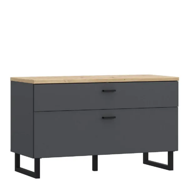 Klara TV Unit with 1 Drawer 1 Flip Door in Grey and Oak