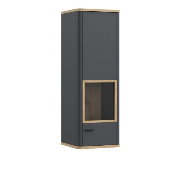 Klara Display Cabinet with 1 Glass Door in Grey and Oak