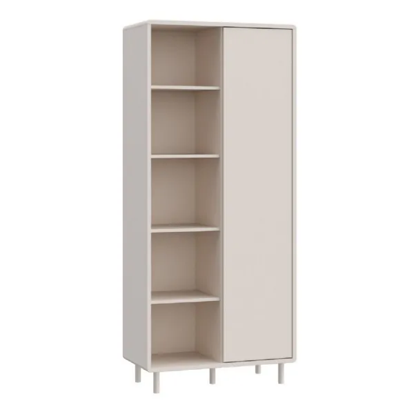 Playly Tall Storage Cabinet with Door Open Shelving in Sand