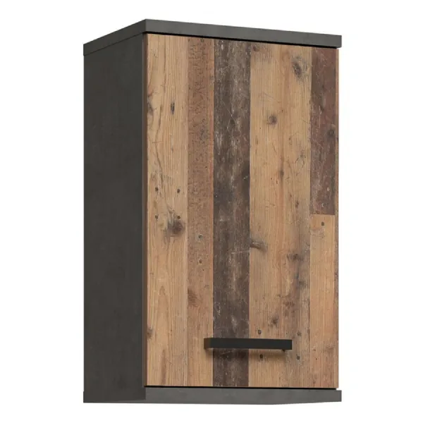 Veris Small Hanging Cupboard with 1 Door in Walnut and Dark Grey