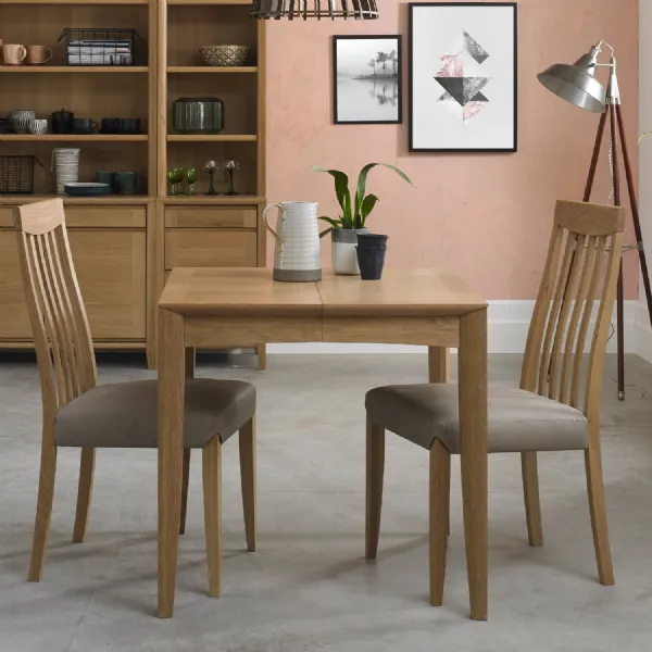 Small 80cm Square Oak Extending Dining Table