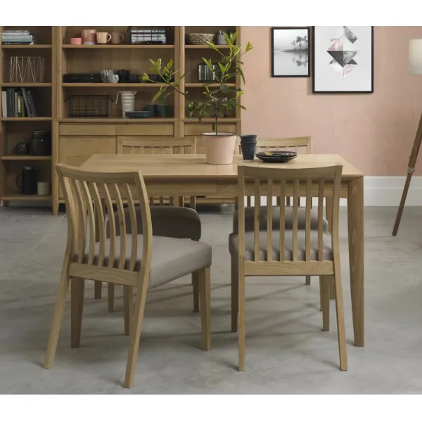 Oak Dining Table Set 4 Grey Leather Oak Slat Back Chairs