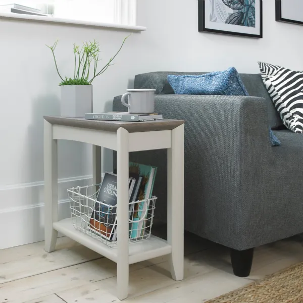 Grey Painted Oak Top Side Lamp Table