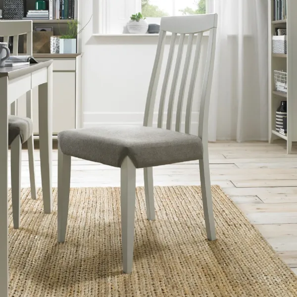 Grey Painted Slat Back Dining Chair Grey Seat Pad