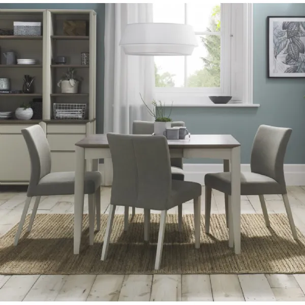 Washed Oak Dining Table Set 4 Grey Washed Chairs in Fabric