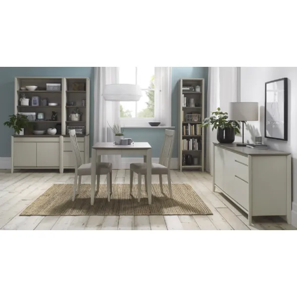 Grey Painted Washed Oak Top Small Extending Dining Table