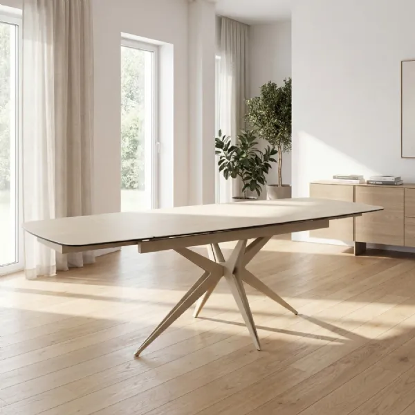 Travertine Top 240cm Extra Large Extending Dining Table