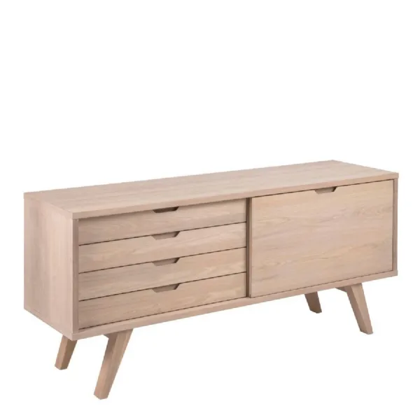ALine Sideboard with 4 Drawers and Sliding Door in White Oak