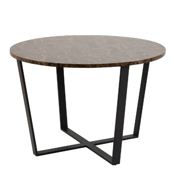Amble Round Dining Table with Brown Marble Effect Top