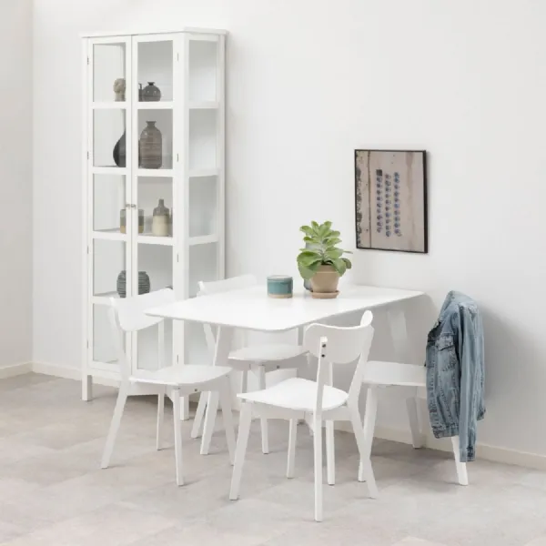 Roxby Square Dining Table in White includes 4 Roxby Dining Chair in White