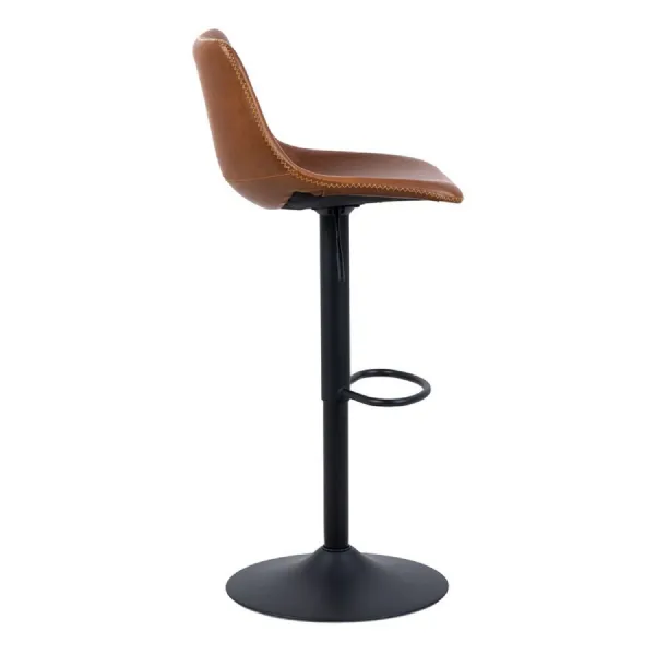 Tan Brown Adjustable Swivel Bar Stool Black Metal Base