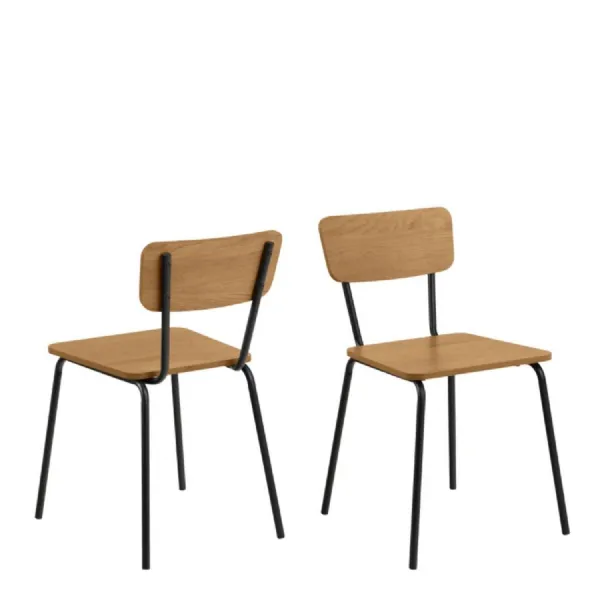 Peru Dining Chair in Steel and Oak Set of 4