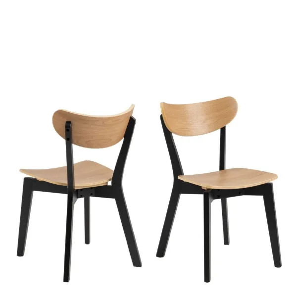 Roxby Dining Chairs in Black and Oak Set of 2