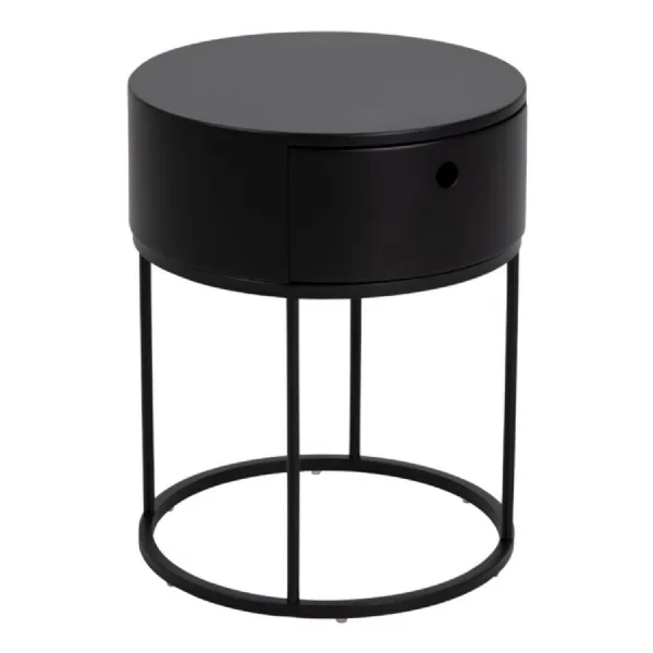 Polo Round Bedside Table in Black
