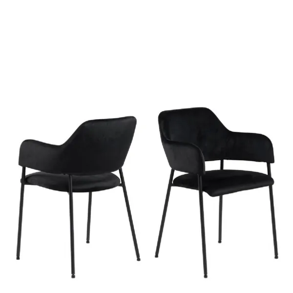 Lima Dining Chair with Armrest in Black Set of 2