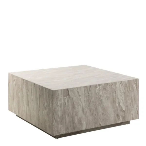 Dice Square Coffee Table in Grey Marble 90x90x42cm