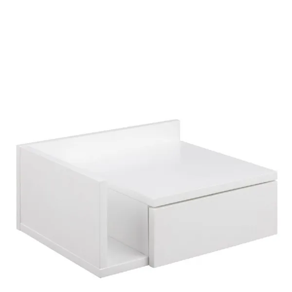 Ashlan 1 Drawer Wall Mounted Square Bedside Table in White