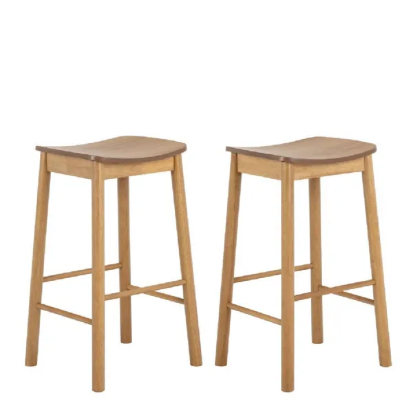 Barlow Bar Stool Without Back in Matt Oak Set of 2