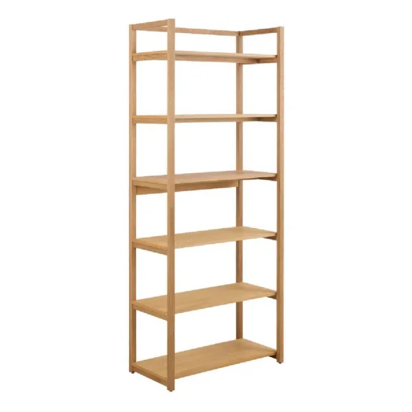 Ludza Rectangular Bookcase With 6 Shelves in Oak