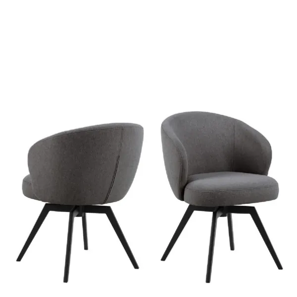 Darlene Dining Chair with Armrest and Swivel Function in Grey