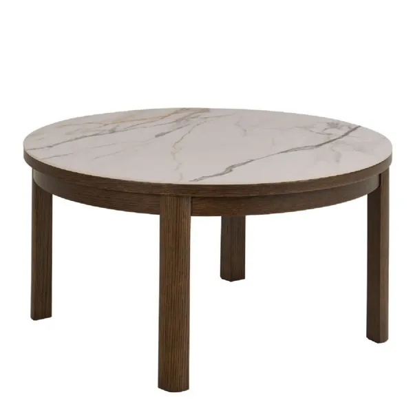 Southampton Round Coffee Table in Cream Ceramic 90x45cm
