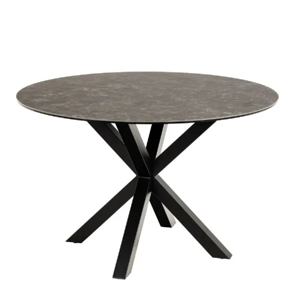 Heaven Round Dining Table with Ceramic Black Top 119cm
