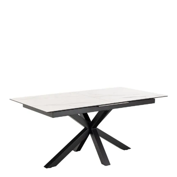 Heaven Extendable Dining Table with Ceramic White Top 168cm