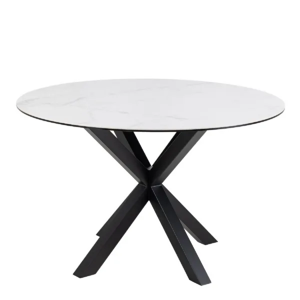 Heaven Round Dining Table with Ceramic White Top 119cm
