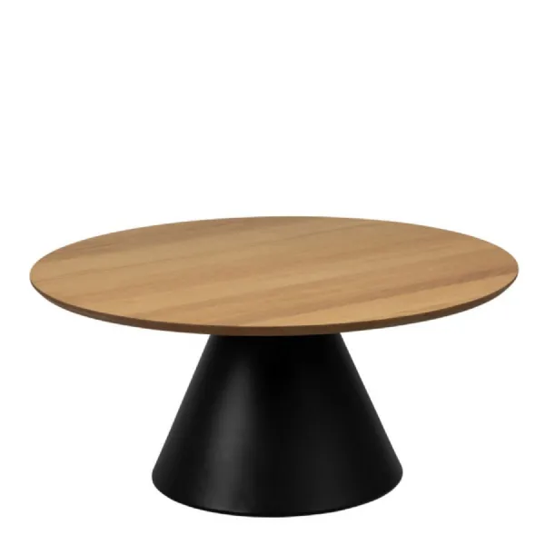 Soli Round Coffee Table in Oak Black 85x40cm