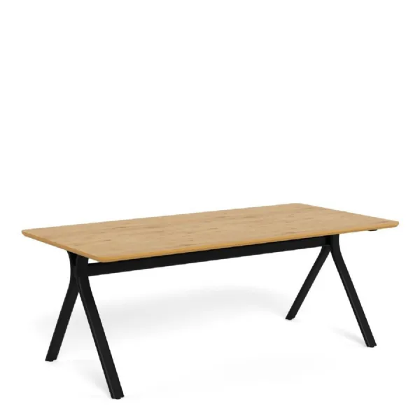 Bristol Dining Table in Wild Oak & Black Metal Base