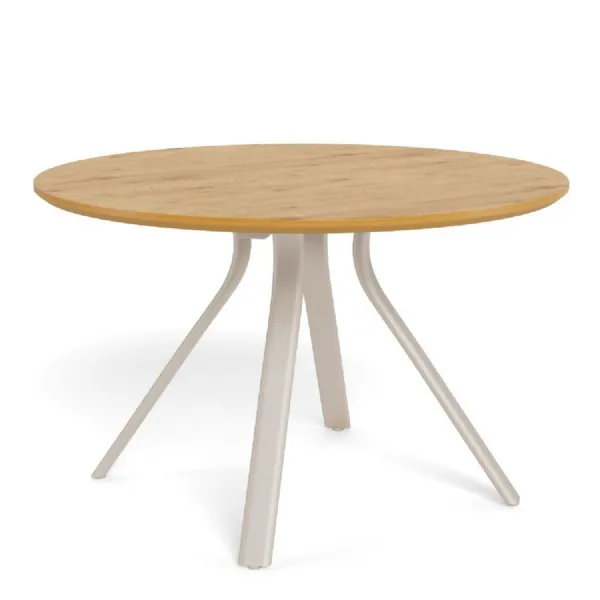 Bristol Round Dining Table in Wild Oak & Grey Metal Base