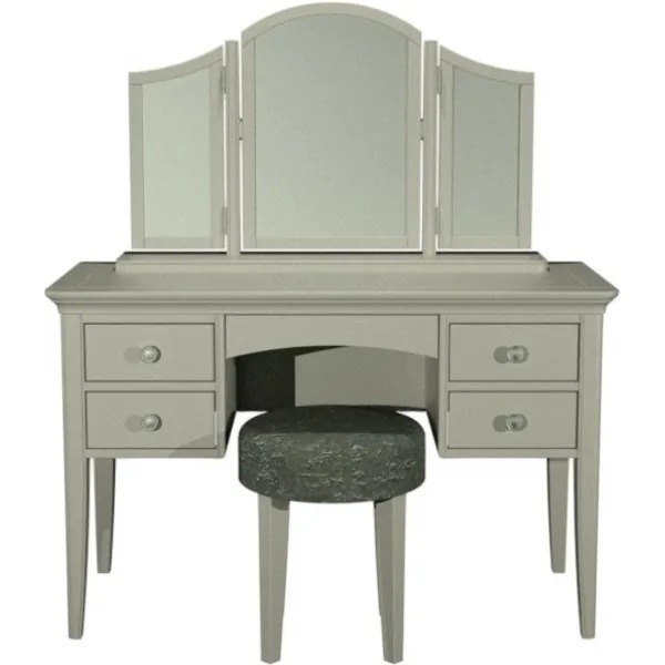 Blue Grey Wood 4 Drawer Dressing Table with Jewellery Tray