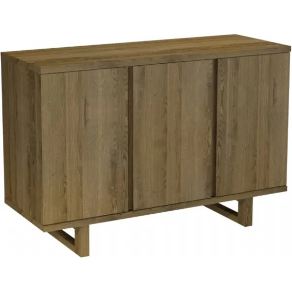 Rustic Oak 3 Door Narrow Sideboard Oiled Finish