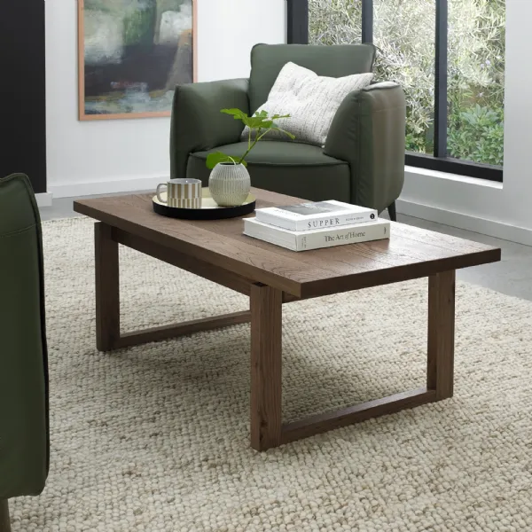 Dark Oak Coffee Table with Wire Brushed Finish