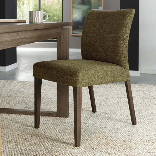 Green Fabric Dining Chair with Dark Oak Legs