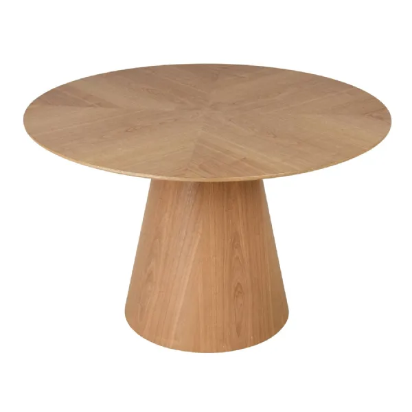 Natural Wooden 1.2m Round Dining Table with Column Base
