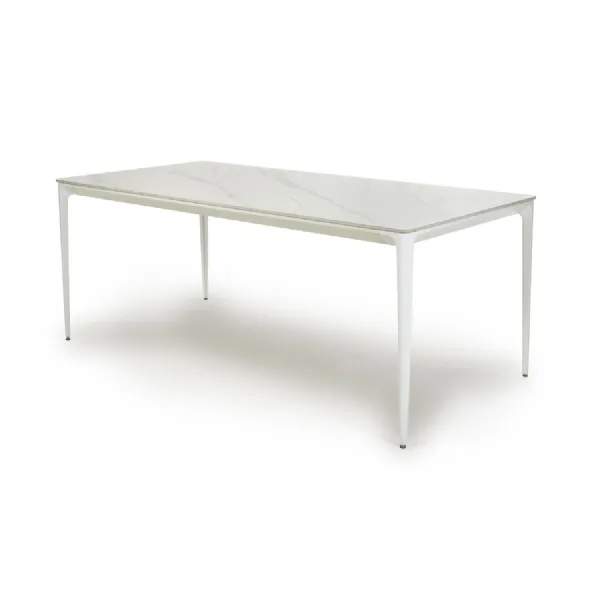 White Ceramic 1.6m Medium Dining Table with Aluminium Legs