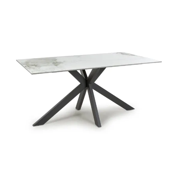 White Ceramic Top 1.6m Medium Dining Table with X Base