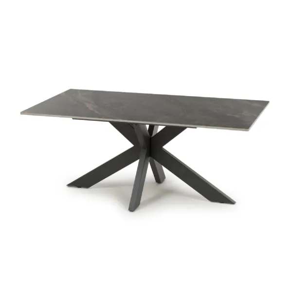 Grey Ceramic Top Rectangular Coffee Table with X Frame