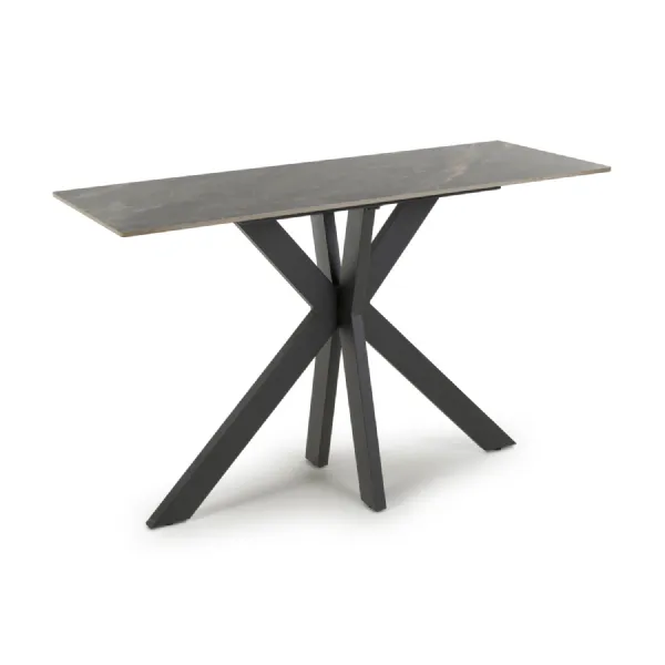 Grey Ceramic Top Console Table with X Frame